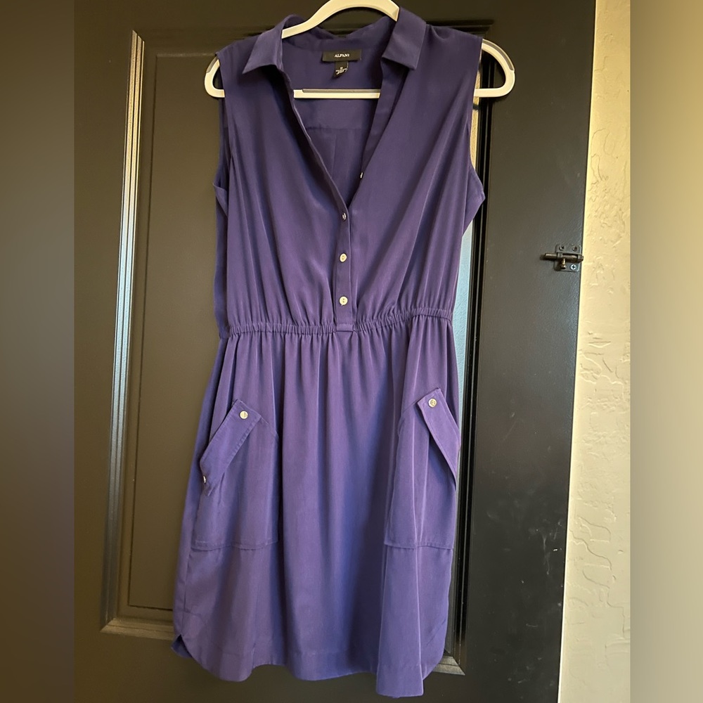 Alfani Button Up Dress - Purple, Size 10